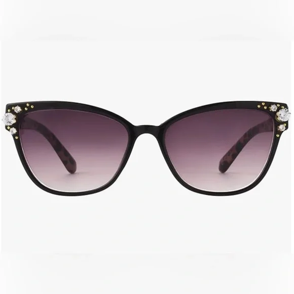 Betsey Johnson Brown Women’s Crystal Queen Cat Eye Sunglasses - Picture 5 of 11